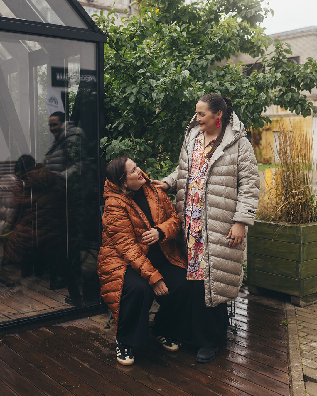 Säde lätt dunjacka plus size roséguld