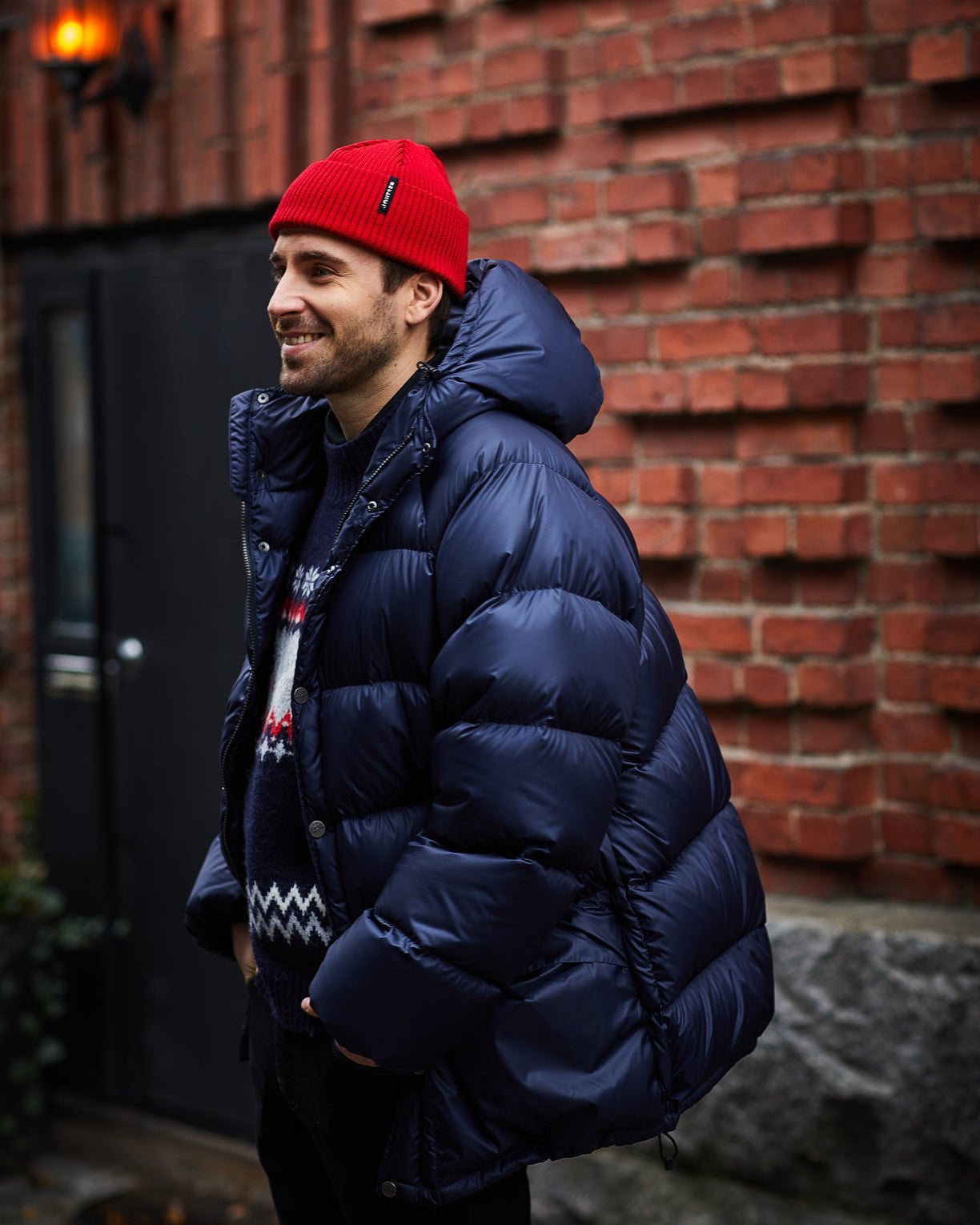 Tauko dunjacka av återvunnet tyg höstorange