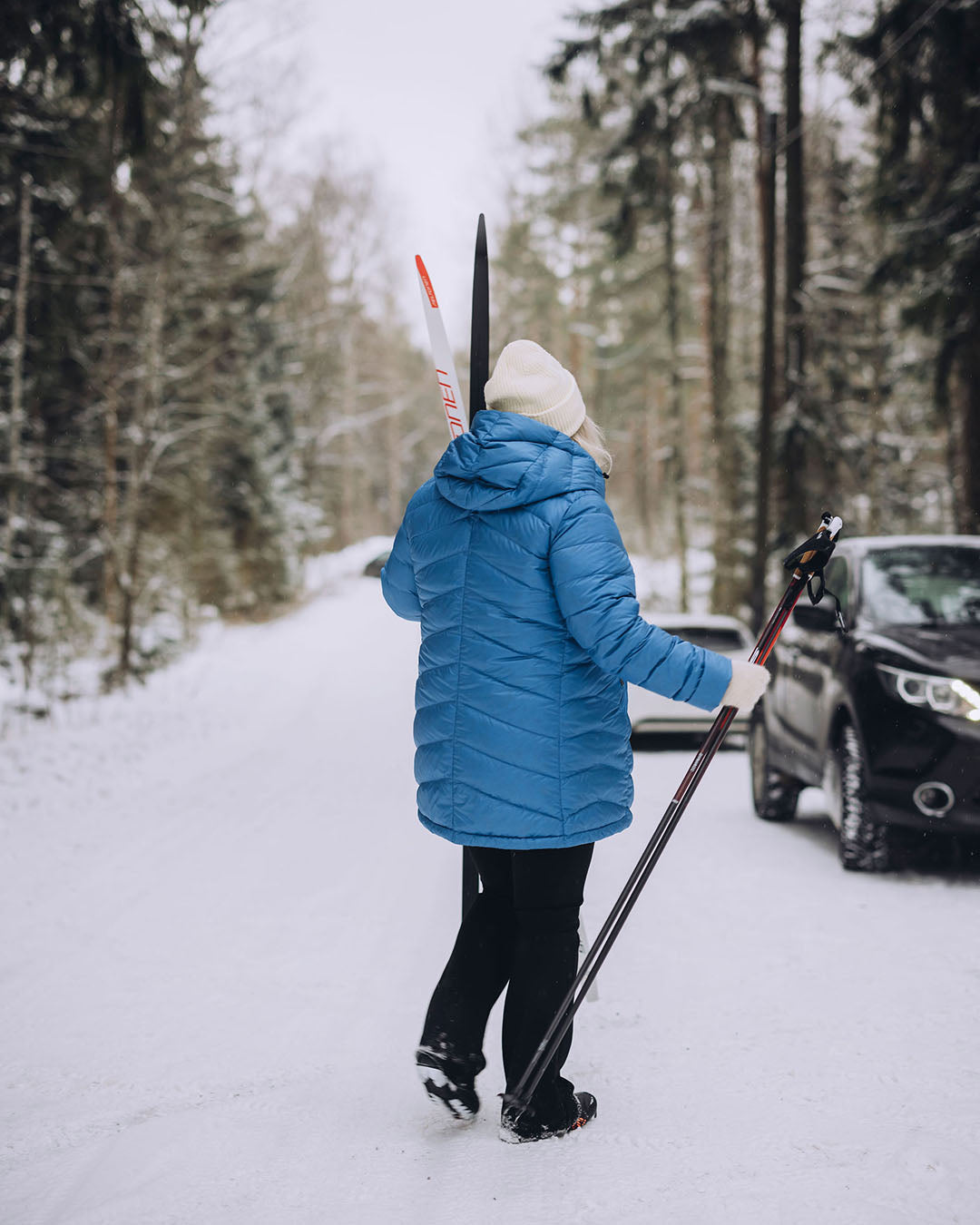 Jasmin plus stil lätt dunjacka blå fjäril
